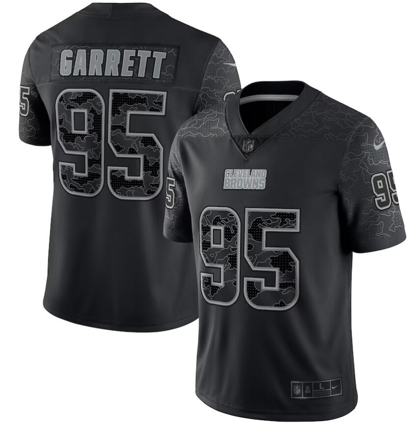 Men Cleveland Browns #95 Myles Garrett Nike Black RFLCTV Limited Jersey